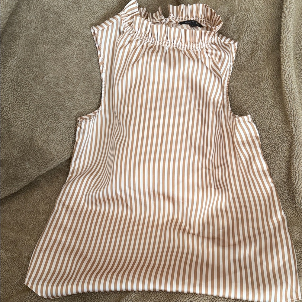 Banana Republic Ruffled Striped Blouse - Tan and White